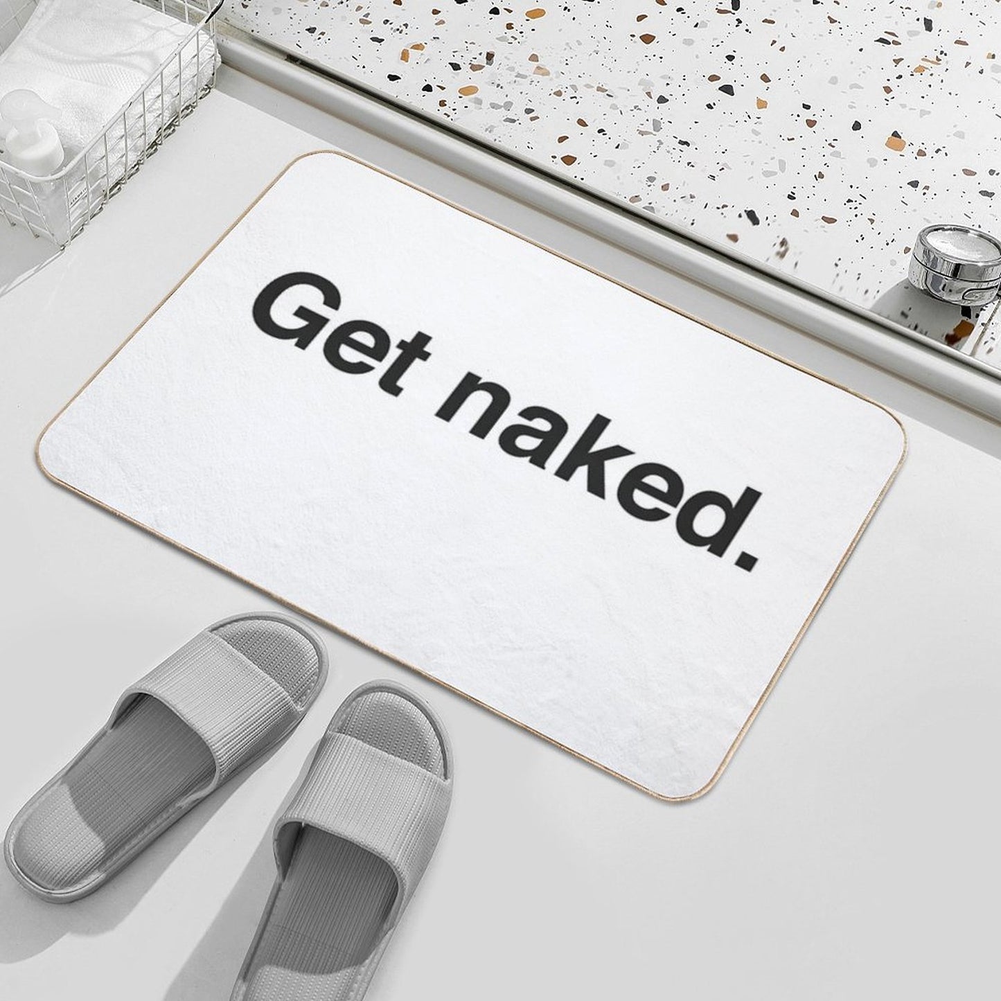 Get Naked - Black And White  Easy To Clean Bath Mat