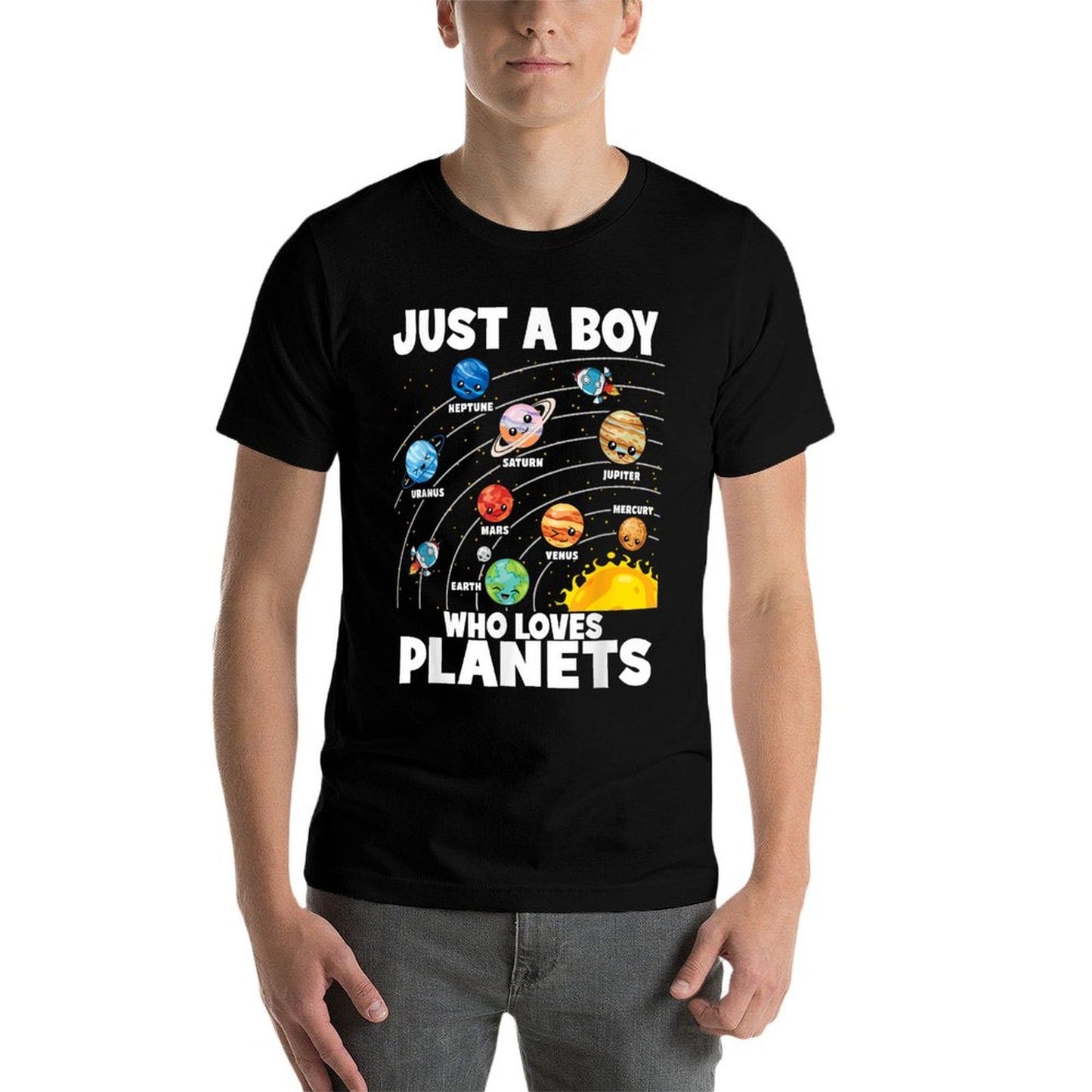 Just A Boy Who Loves Planets Solar System Astronomy Space  Vintage-inspired T-Shirt