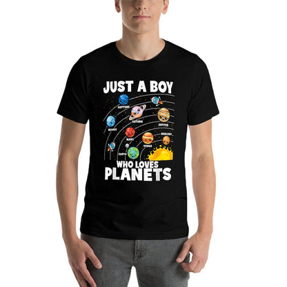 Just A Boy Who Loves Planets Solar System Astronomy Space  Vintage-inspired T-Shirt