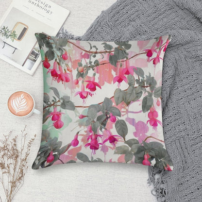 Rainbow Fuchsia Floral Pattern - with Grey Soft Warmth Comfort Throw Pillow