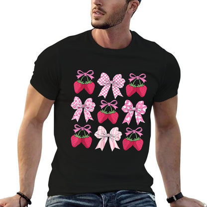 Strawberry Coquette Bow Aesthetic Strawberries Fruit Season  Classic T-Shirt