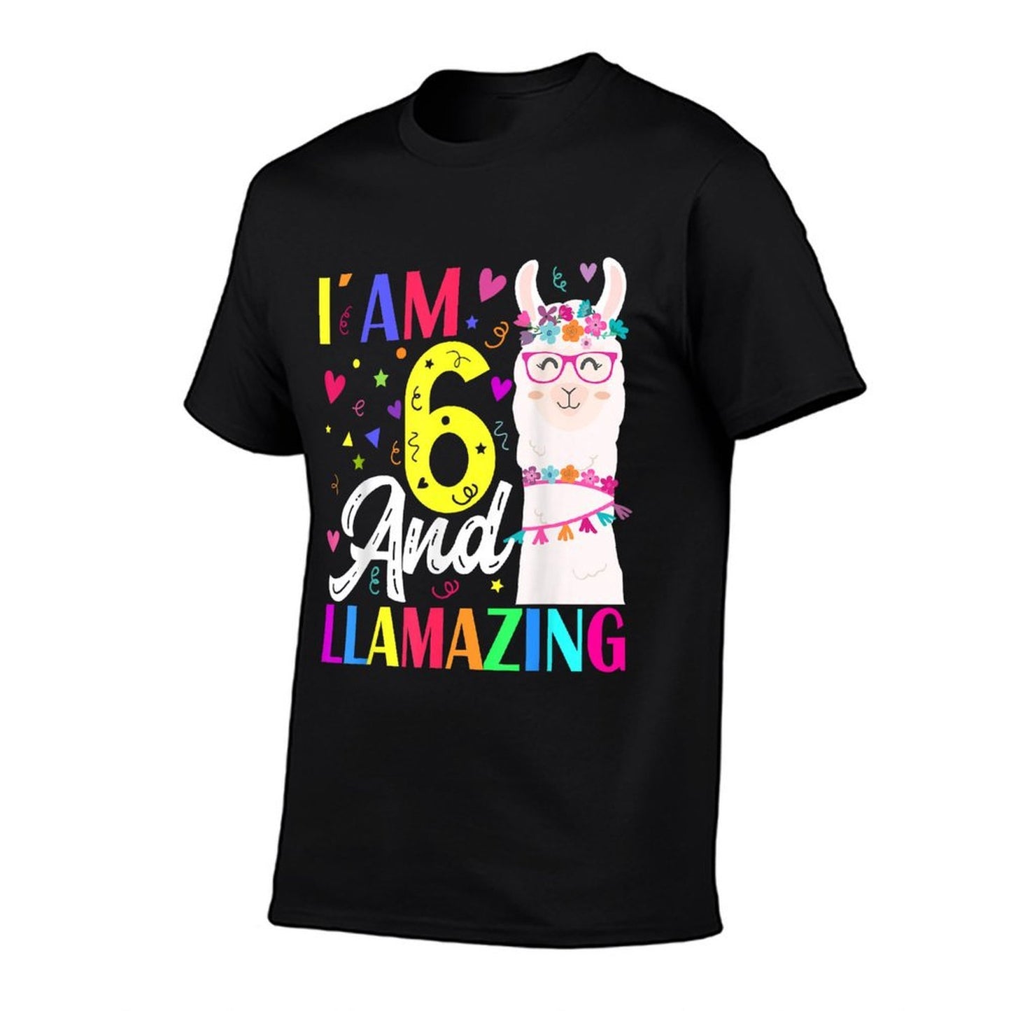 I Am 6 Years Old And Llamazing Llama 6th Birthday  Wrinkle-resistant T-Shirt