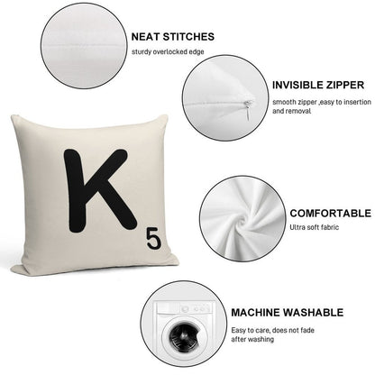 Scrabble Tile K Soft Short Plush Fabric Throw Pillow