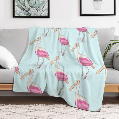 Roseate Spoonbill Bird Species Watercolor Art Compact Throw Blanket