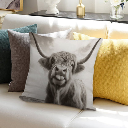 Cheeky Highland Cow Soft Warmth Comfort Throw Pillow