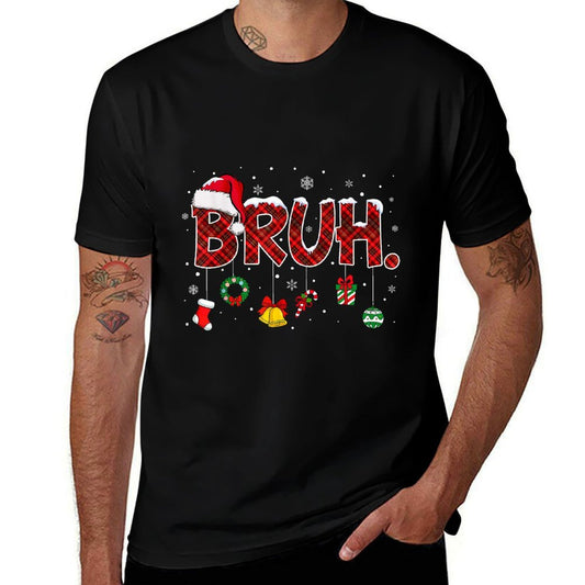 Bruh Funny Saying Christmassns Boys Xmas Pajamas  Oversized Silhouette T-Shirt