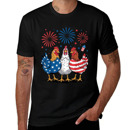 Funny Patriotic Chickens USA 4th of July Chicken Lover  Stretchy T-Shirt