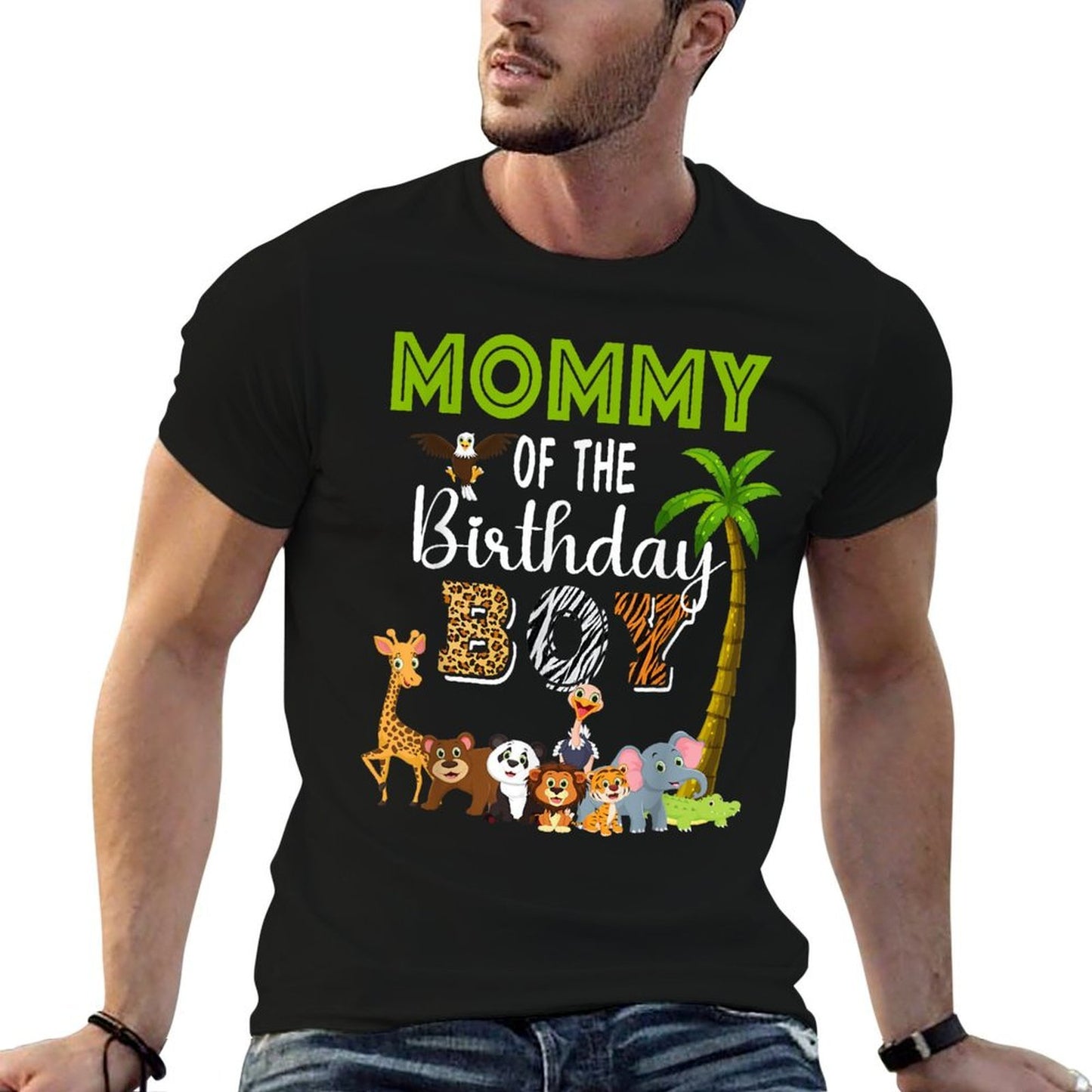 Mommy of The Birthday Boy Wild Zoo Theme Safari Party  Stretchy T-Shirt