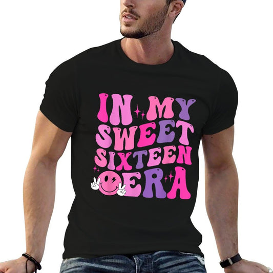 In My Sweet Sixteen Era Groovy Retro Boy Girl 16th Birthday  Moisture-wicking T-Shirt