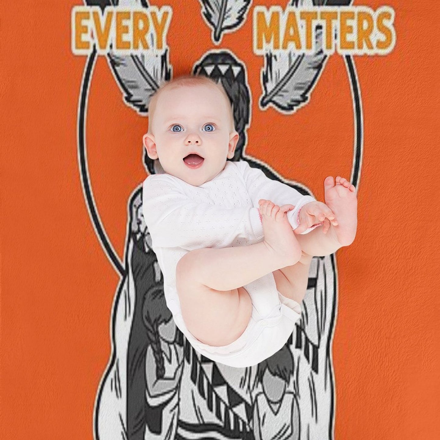 Chaque Enfant Compte Every Child Matters Orange Machine-washable Throw Blanket
