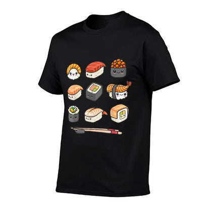 Happy Sushi Anime Kawaii Set Japanese Food Lover Otaku Manga  Polyester Blend T-Shirt