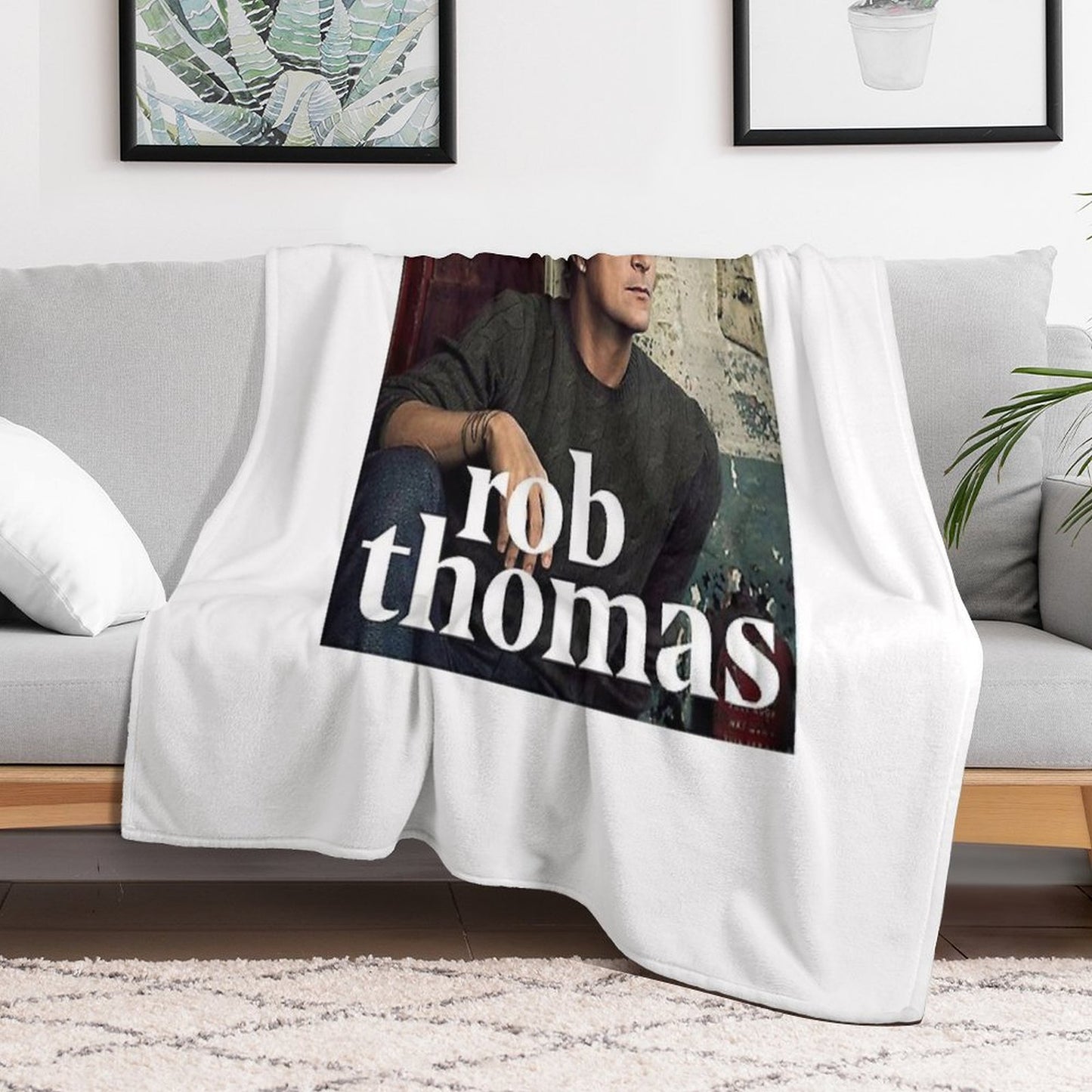 Rob Thomas Singer Music Band Sustainable Throw Blanket