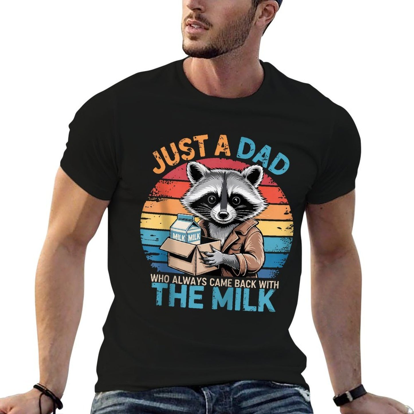 Just A Dad Who Always Came Back Fathers Day Funny Mens Retro Zip  Slim-fit Cut T-Shirt