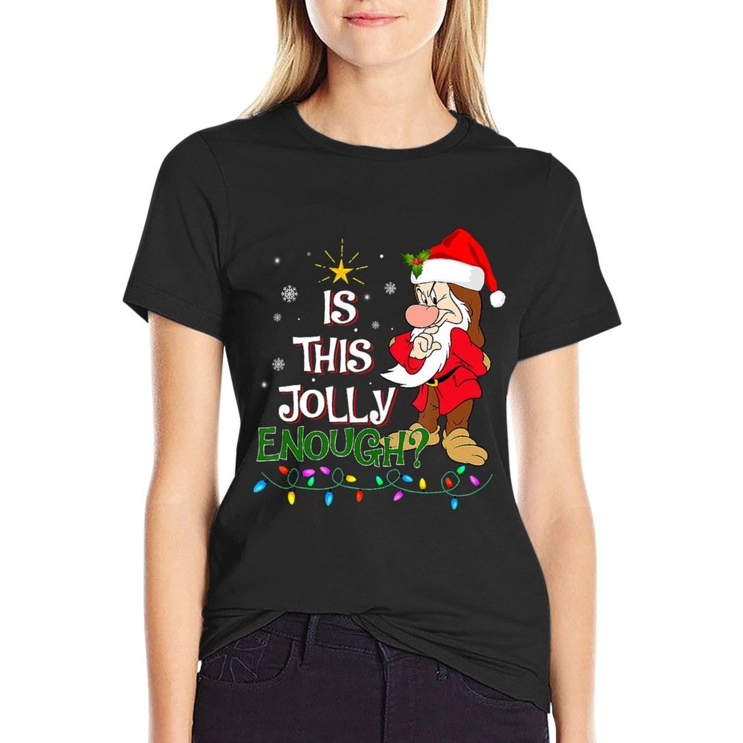 Is This Jolly Enough Grumpy Elf Pajama Christmas Lights  Eco-friendly Material T-Shirt