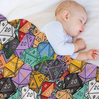 Polyhedral Paradise Vibrant D20 Dice Pattern Multi-functional Throw Blanket