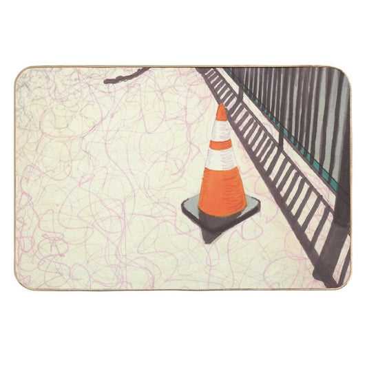 Orange Traffic Cone Durable Bath Mat