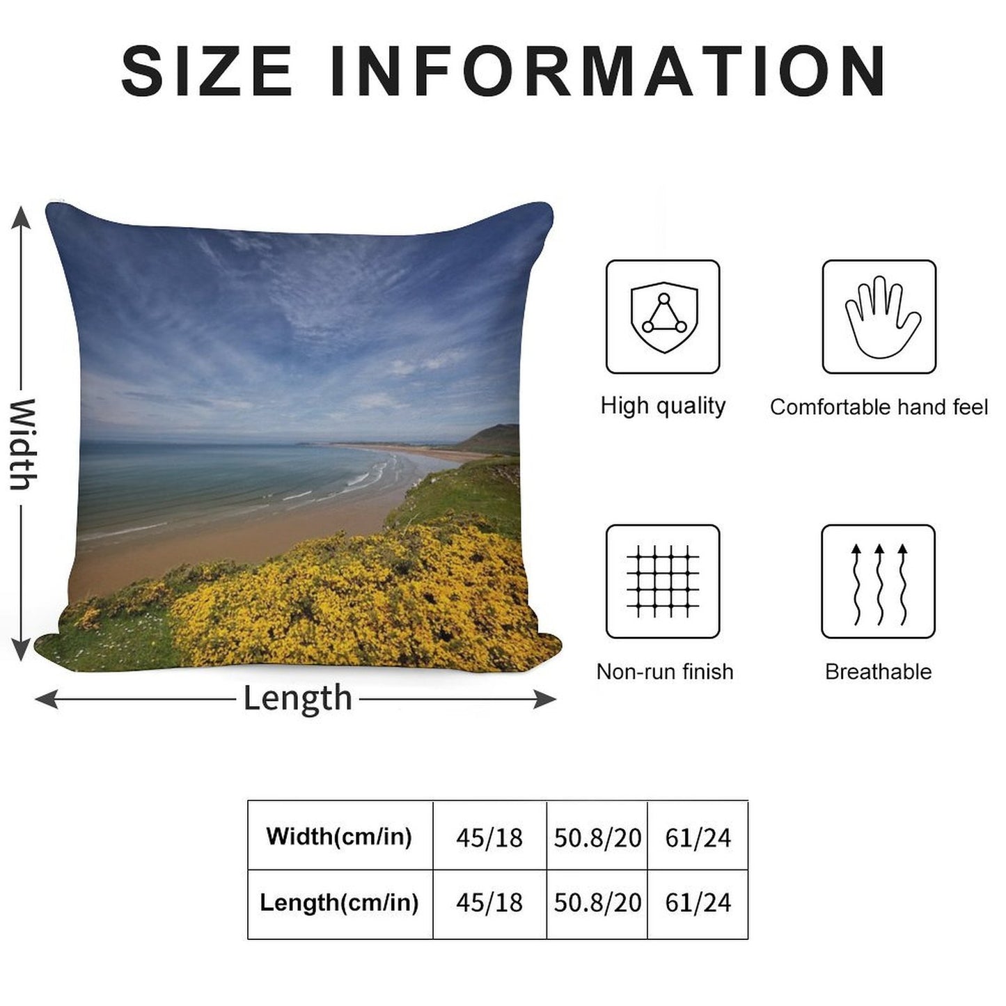 Rhossili Bay in The Gower Peninsular Wales UK Soft High-Density Material Throw Pillow
