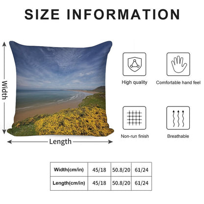 Rhossili Bay in The Gower Peninsular Wales UK Soft High-Density Material Throw Pillow