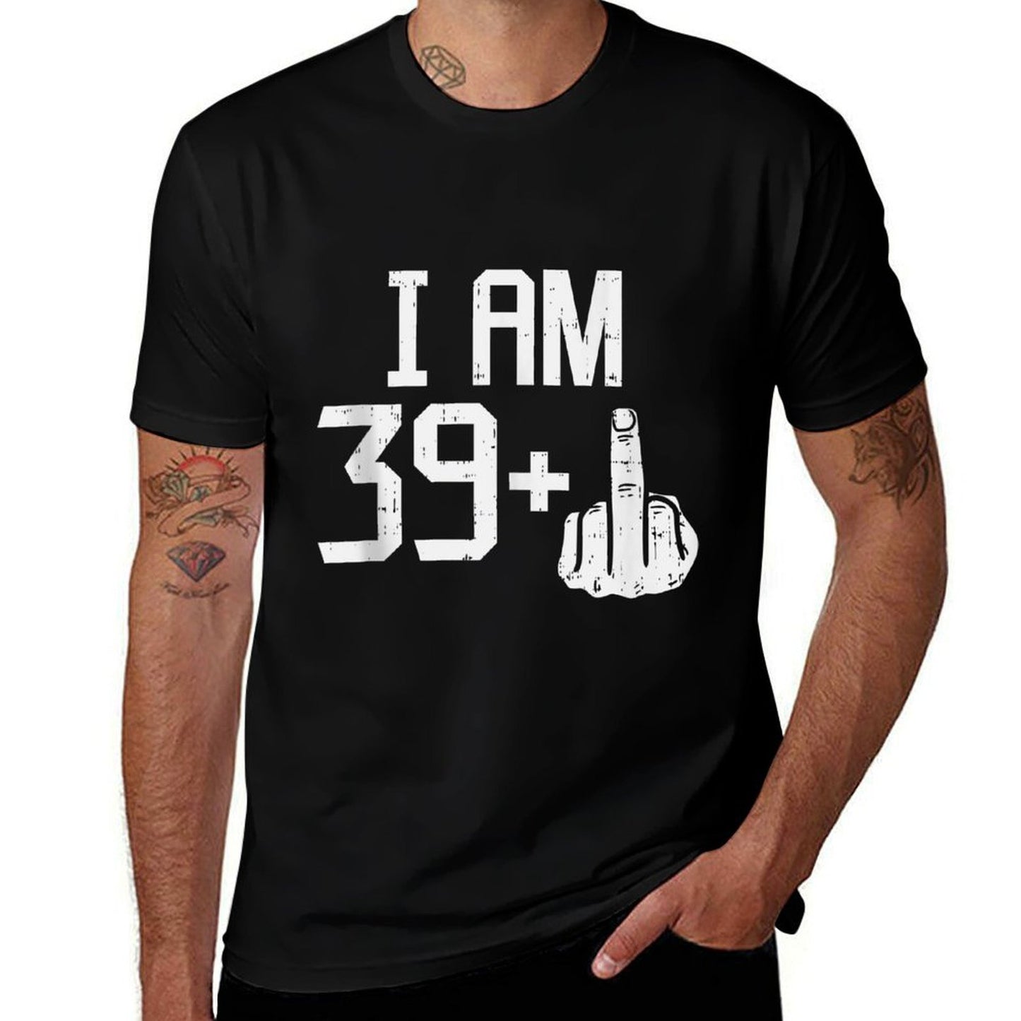 Mens 39 Plus Middle Finger Funny 40 Years Old 40th Birthday Gift  Fade-proof Color T-Shirt