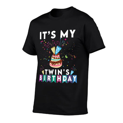 It's My Twin's Birthday Twins Matching Confetti Cake  Affordable Price T-Shirt