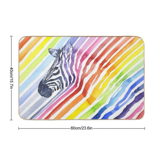 Rainbow Zebra Stripes  Easy To Clean Bath Mat