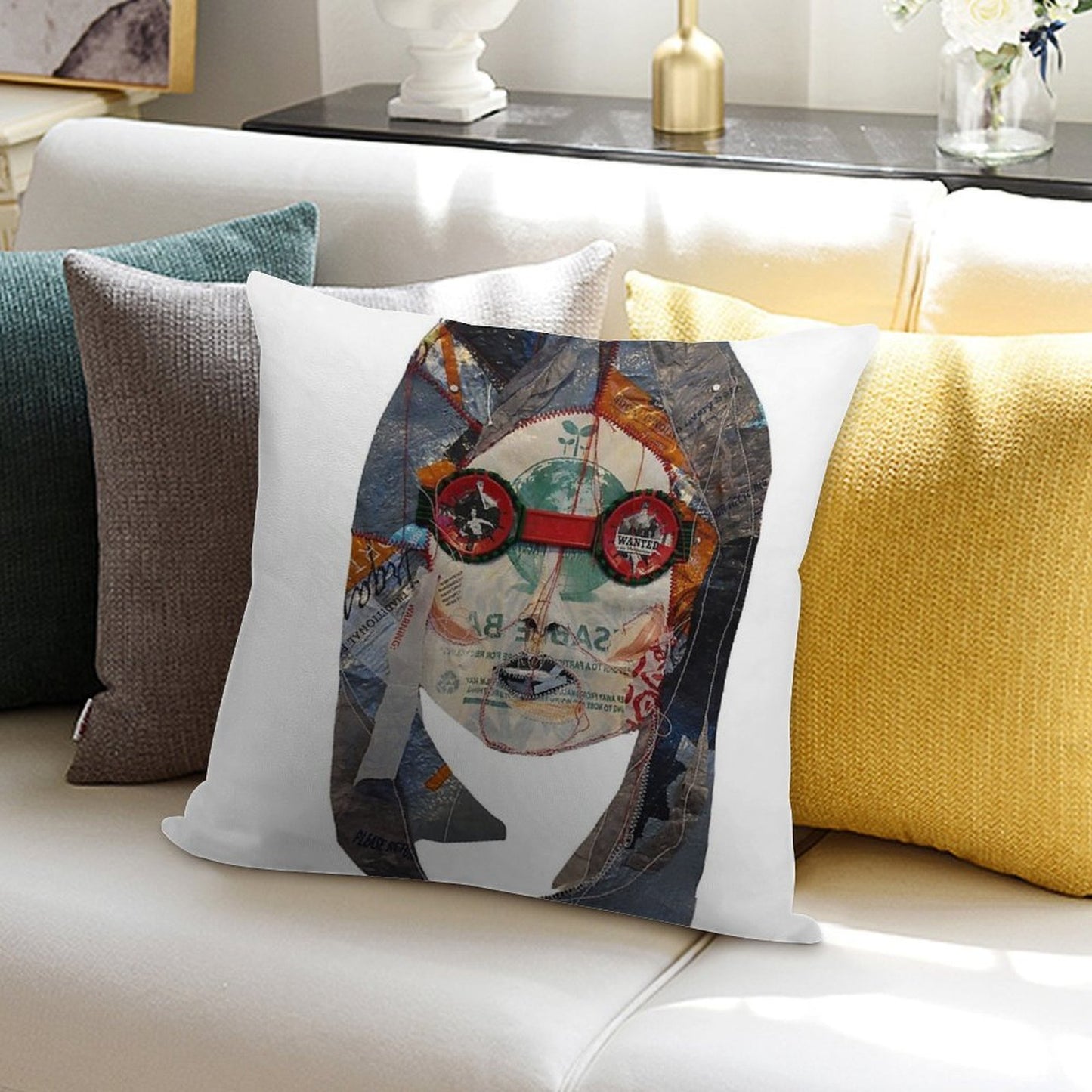 Plastic Bag Portrait, Wanted Superwoman Soft High-Density Material Throw Pillow