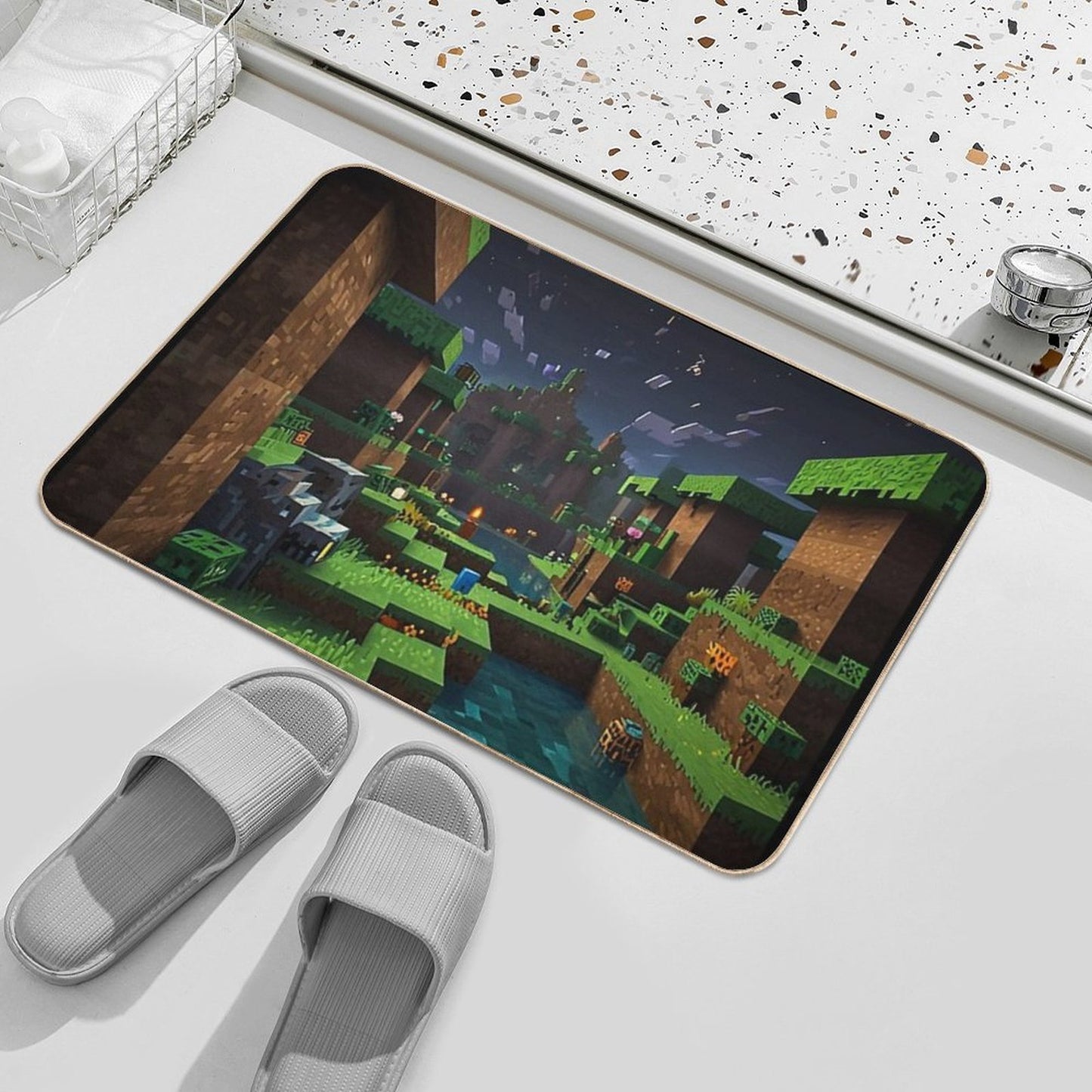 Minecraft Night  Stain-Proof Bath Mat