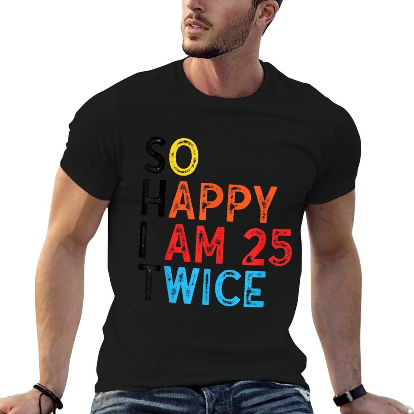 So Happy I'm 25 Twice Funny 50th Birthday  Trendy Pattern T-Shirt
