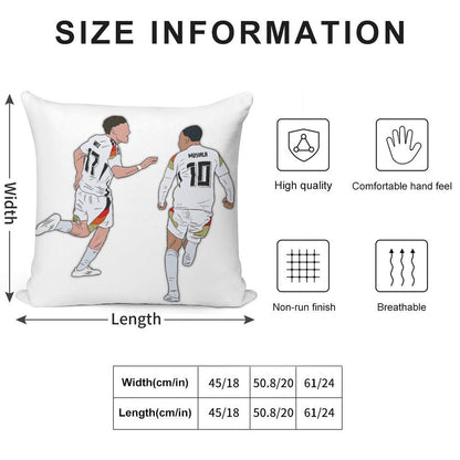 Florian Wirtz & Jamal Musiala Germany Celebration Soft Gift Ready Throw Pillow