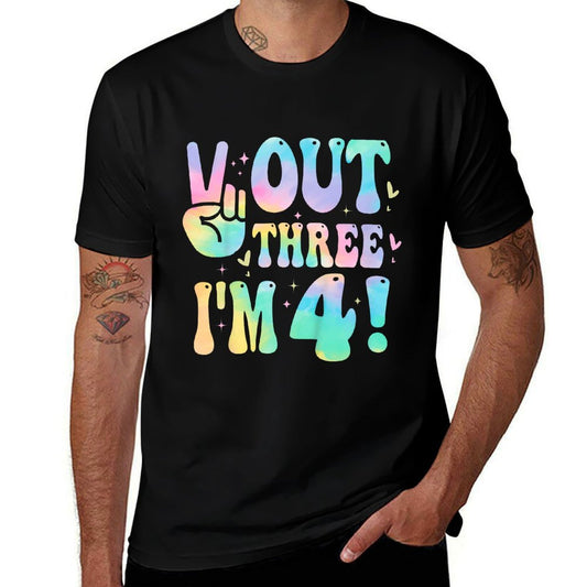 Kids Peace Out Three I&#39;m 4 Year Old Girl 4th Birthday Tie Dye  Breathable T-Shirt