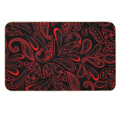 Color Red And Black RED BLACK PATTERN  Absorbent Bath Mat