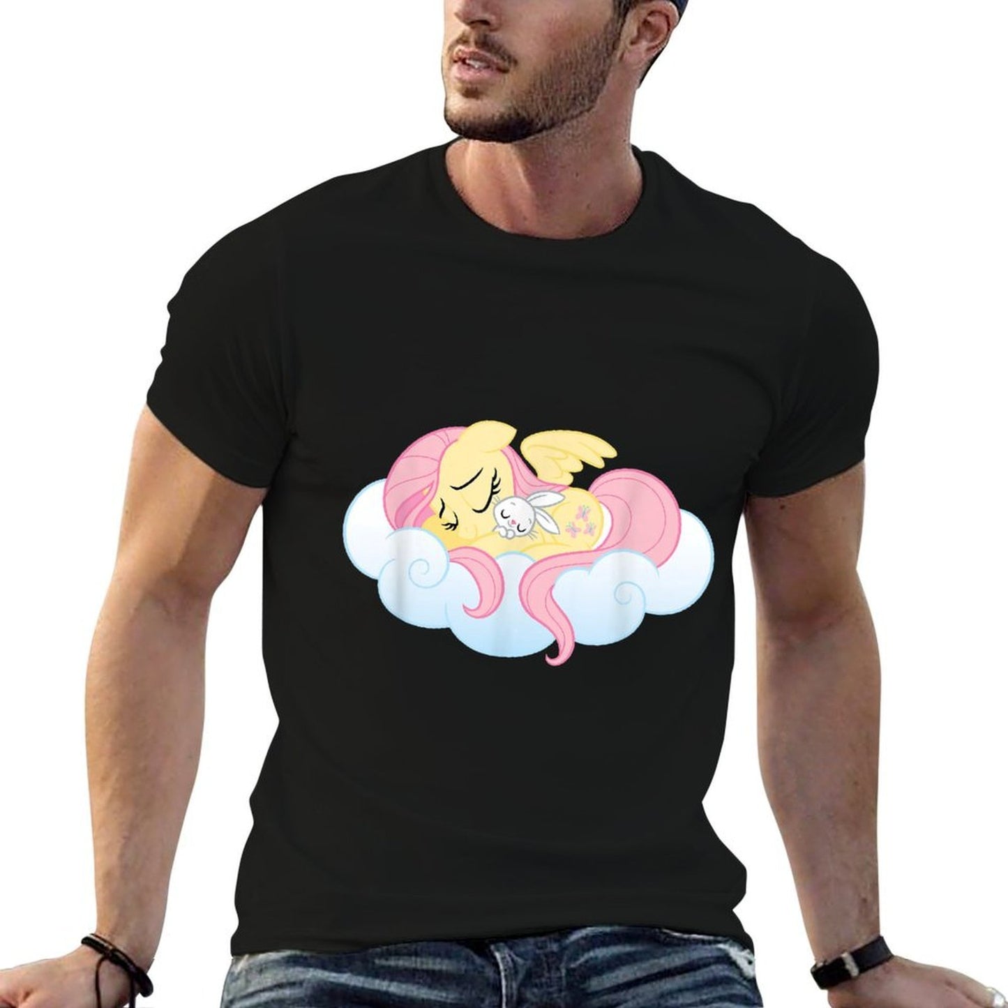 My Little Pony Fluttershy And Angel Bunny Sleeping  Wrinkle-resistant T-Shirt