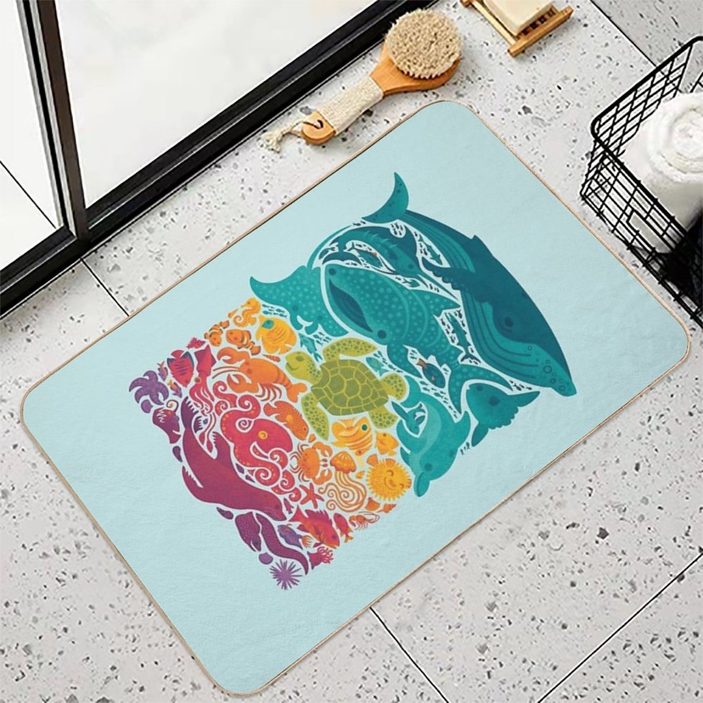 Aquatic Spectrum  Light Blue Durable Bath Mat