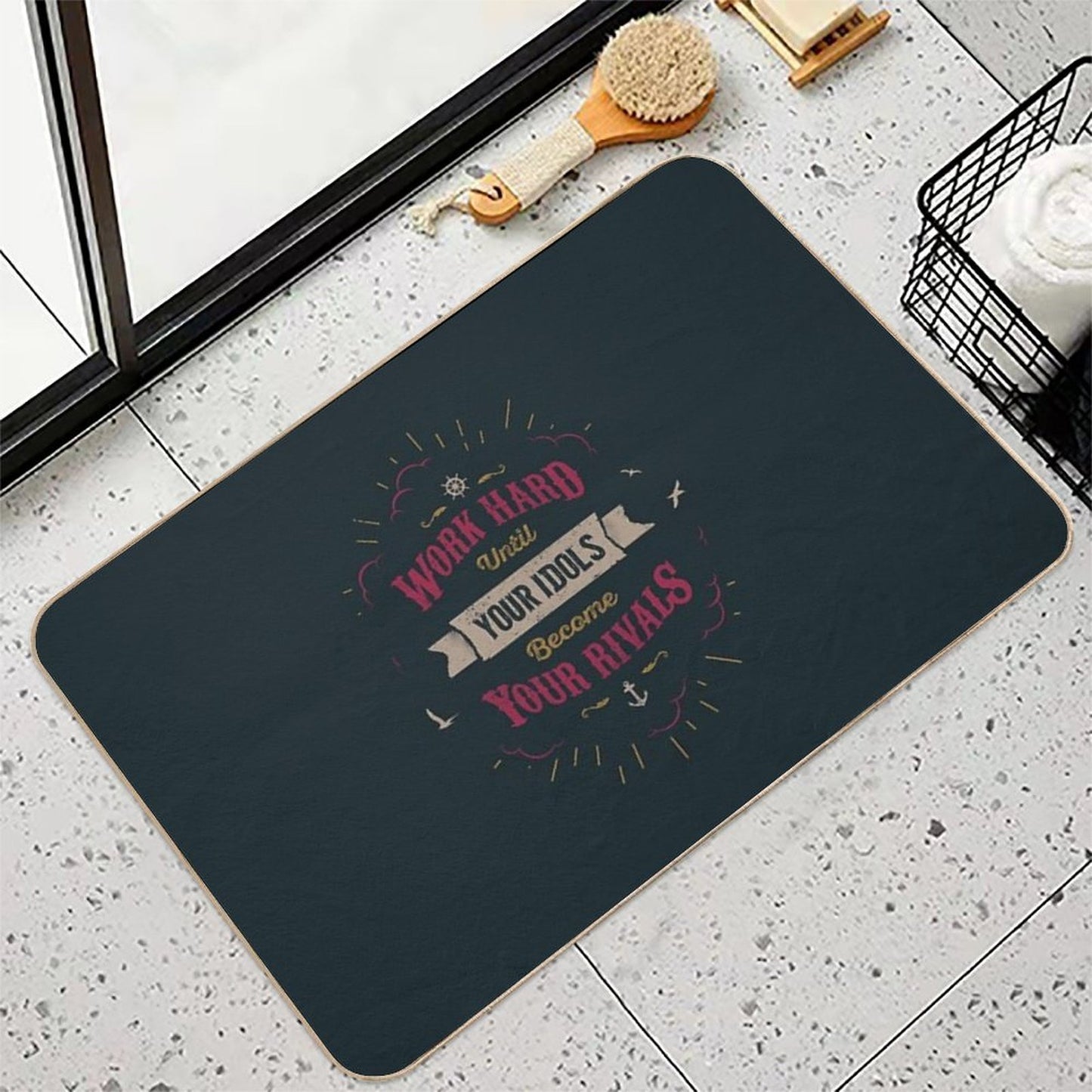 WORK HARD  Anti-Trip Bath Mat