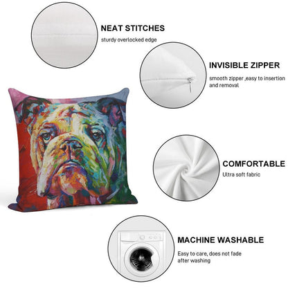 English Bulldog Soft Decorative Cover Throw Pillow