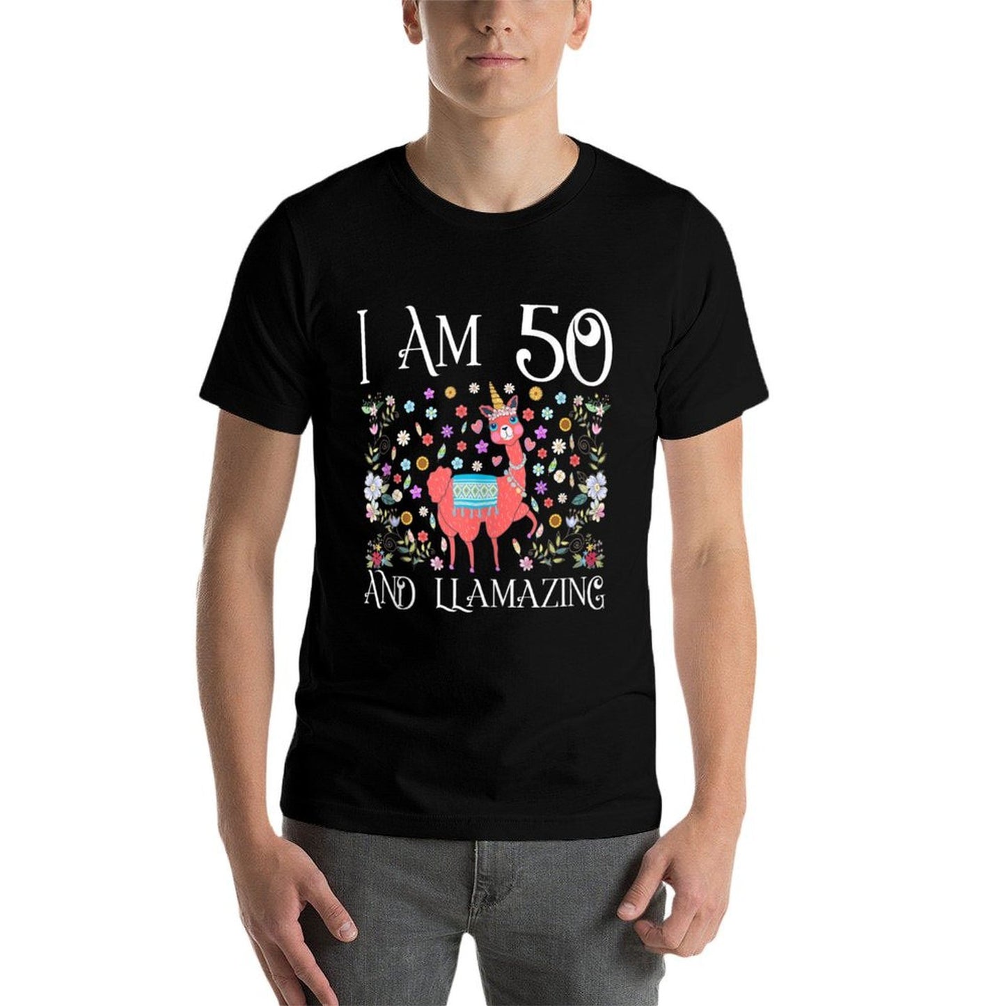 I Am 50 Years Old Llama Happy 50th Birthday Mom Outfit Gift  Lightweight T-Shirt