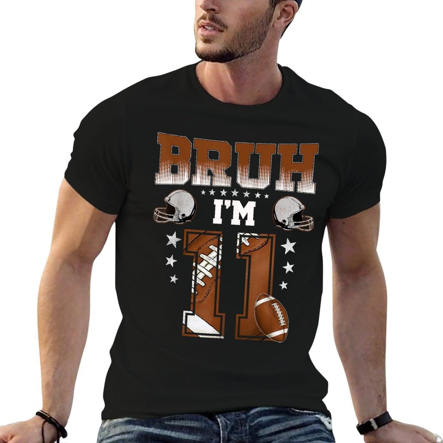 11th Birthday Boy Football Player Bruh Im 11 Year Old Kids  Quick-drying T-Shirt