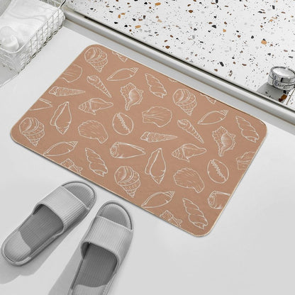 Seashell Outline on Sand Pattern  Stain-Proof Bath Mat
