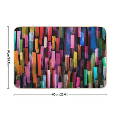 Multicolored Watercolor Stripes Pattern  Stain-Proof Bath Mat