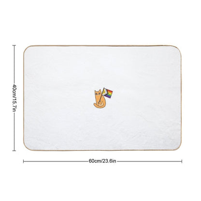 LGBTQIA+ Pride Flag Ginger Cat Sticker  Pet-Safe Bath Mat