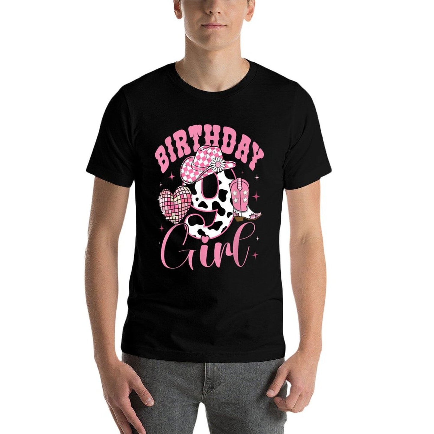 Happy 9th Birthday Girl Outfit Rodeo Western Cowgirl Cowboy  Relaxed-fit T-Shirt
