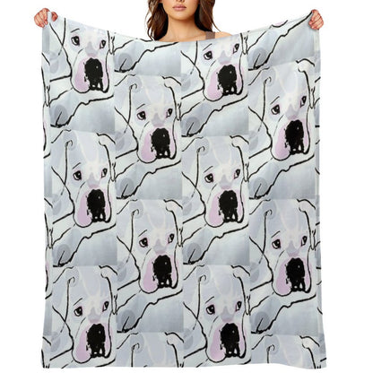 Pearl White, White Boxer Love Collection Durable Throw Blanket