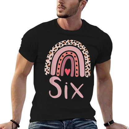 6 Year Old Leopard Rainbow Birthday Party Cute Girl 6th Gift  Eco-friendly Material T-Shirt