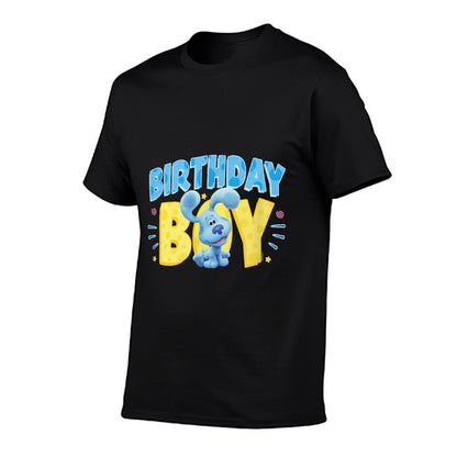 Blue's Clues & You Birthday Boy Blue Big Chest Text Logo  High-quality Stitching T-Shirt