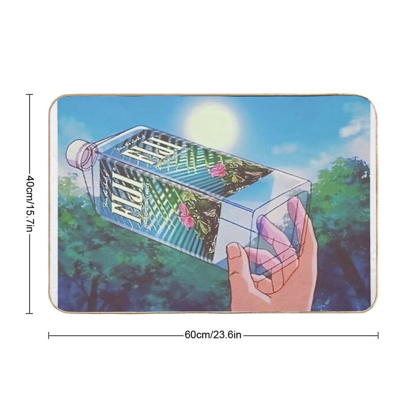 Fiji Water Bottle Anime Japan Lofi Retro Vintage Chill Vaporwave  Rapid-Drying Bath Mat