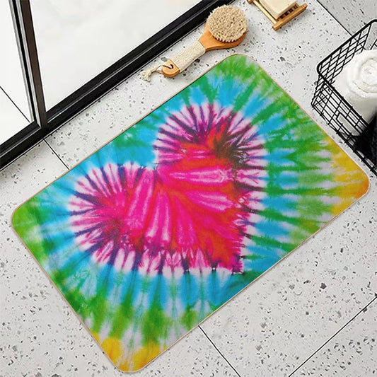 Tie Dye Red Heart  Easy Maintenance Bath Mat