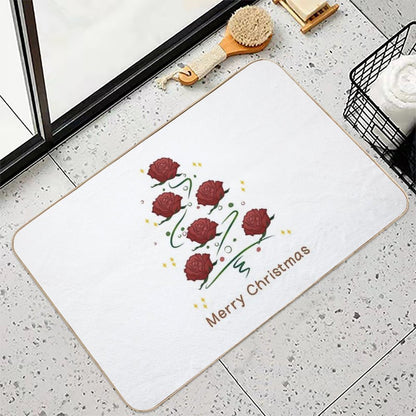 Christmas Rose Tree  Easy To Clean Bath Mat