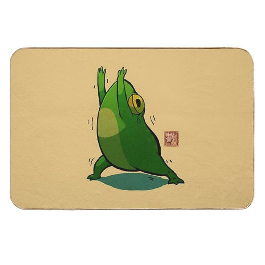Yoga Frog Warrior Pose  Stain-Proof Bath Mat