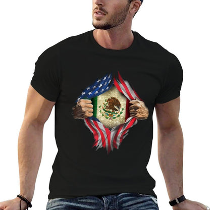 MEXICAN AMERICAN SUPER HERO FLAG T SHIRT  Eco-friendly Material T-Shirt