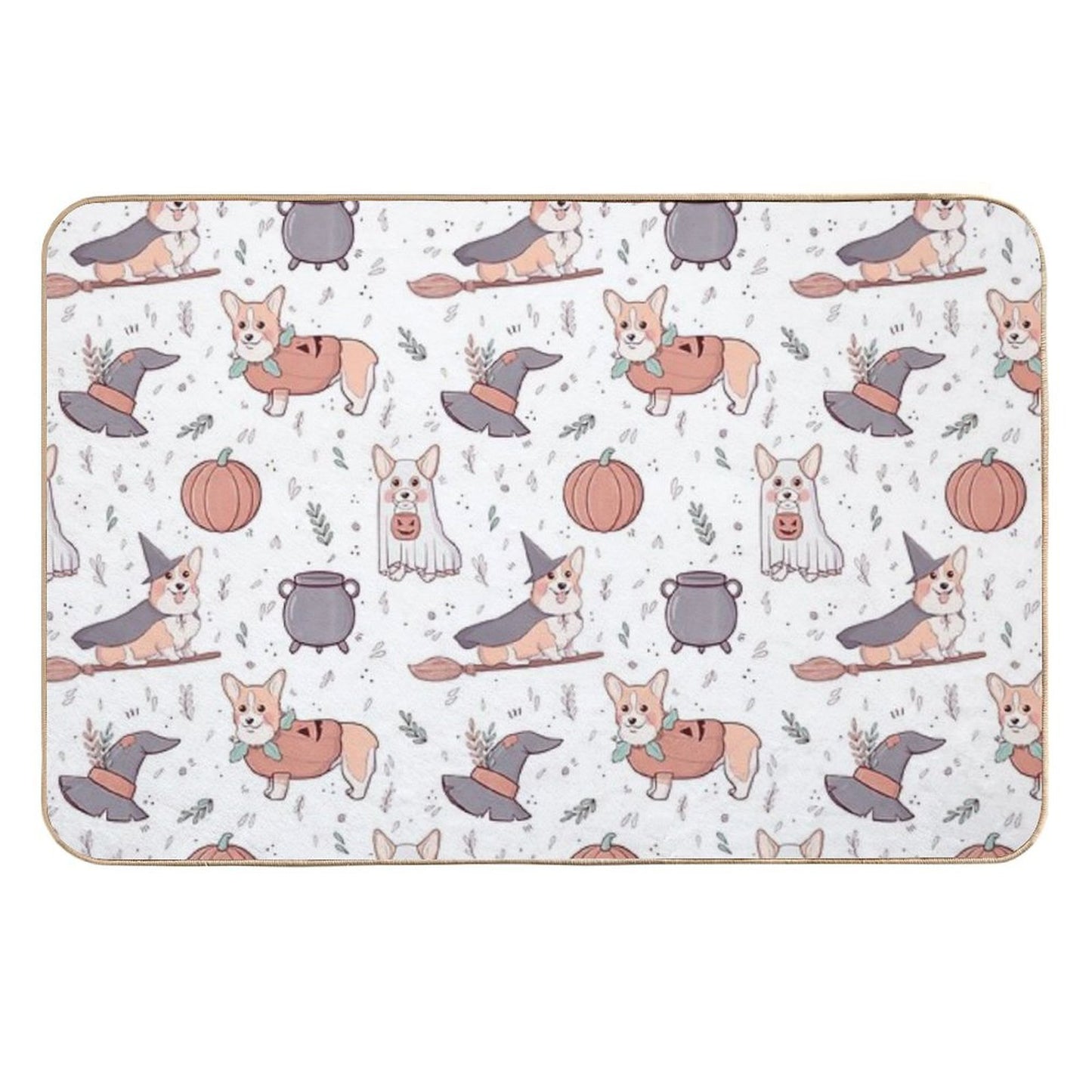 Corgi Halloween Pattern  Fade-Resistant Bath Mat